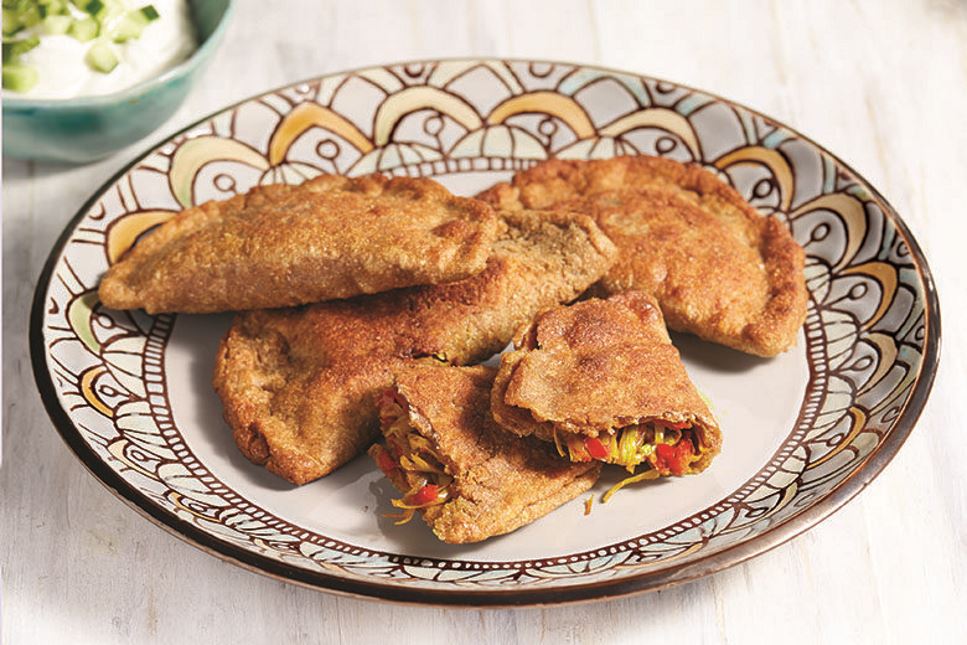 Whole-Wheat Leek and Red Pepper Bolani